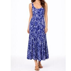 Lauren Ralph Lauren A Line Tiered Maxi Dress Size 6 Floral Boho Resort Cruise